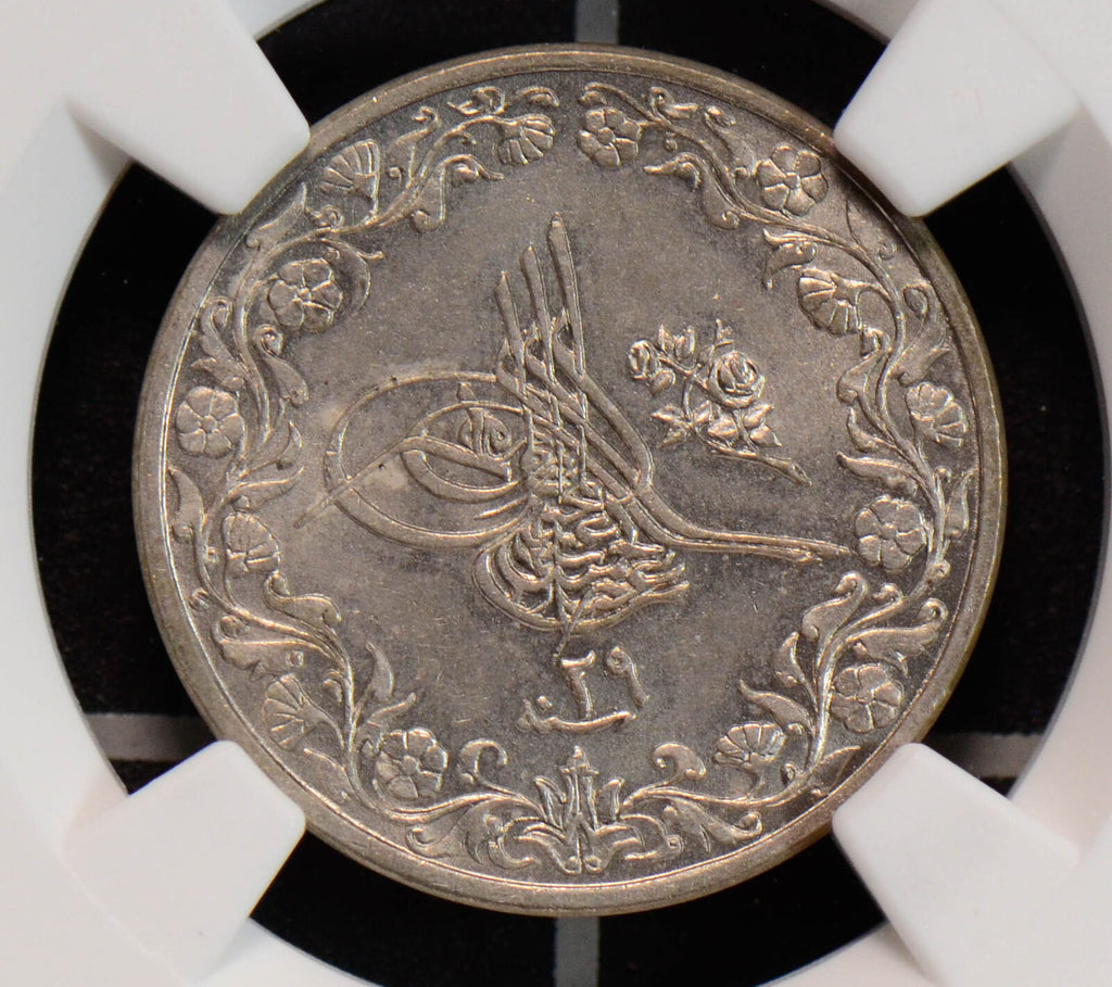 NG0611 Egypt AH1293 //29 5/10Qirsh NGC MS62 rare in this grade combine shipping