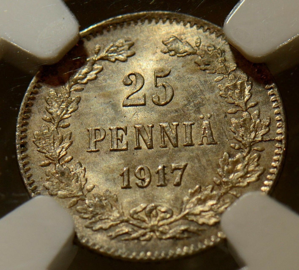 1917 S Finland 25 Pennia NGC MS64 NG0045 combine shipping