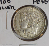 Peru 1880 Peseta silver lustrous P0259 combine shipping
