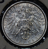 Germany 1913 2 Mark silver AU+ 190112 combine shipping