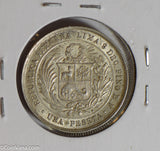 Peru 1880 Peseta silver lustrous P0259 combine shipping
