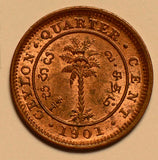 Ceylon 1901  1/4 Cent BU C0134 combine shipping
