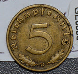 Germany 1936 D 5 Reichspfennig pfennig, rare denomination GE0086 combine shippin