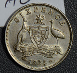 Australia 1935 M 6 Pence silver AU sixpence AU0062 combine shipping