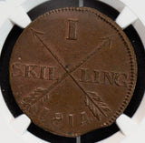 NG0608 Sweden 1814 S Skilling NGC MS63 BN rare in this grade combine shipping