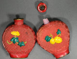 China     a pair of antique lacquer paint bottle, one is broken ~ see scan for c