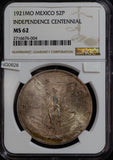 Mexico 1921 2 Pesos silver NGC MS62 independence centennial NG0628 combine shipp