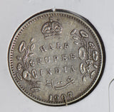 British India 1907 1/2 half rupee silver  I0471 combine shipping