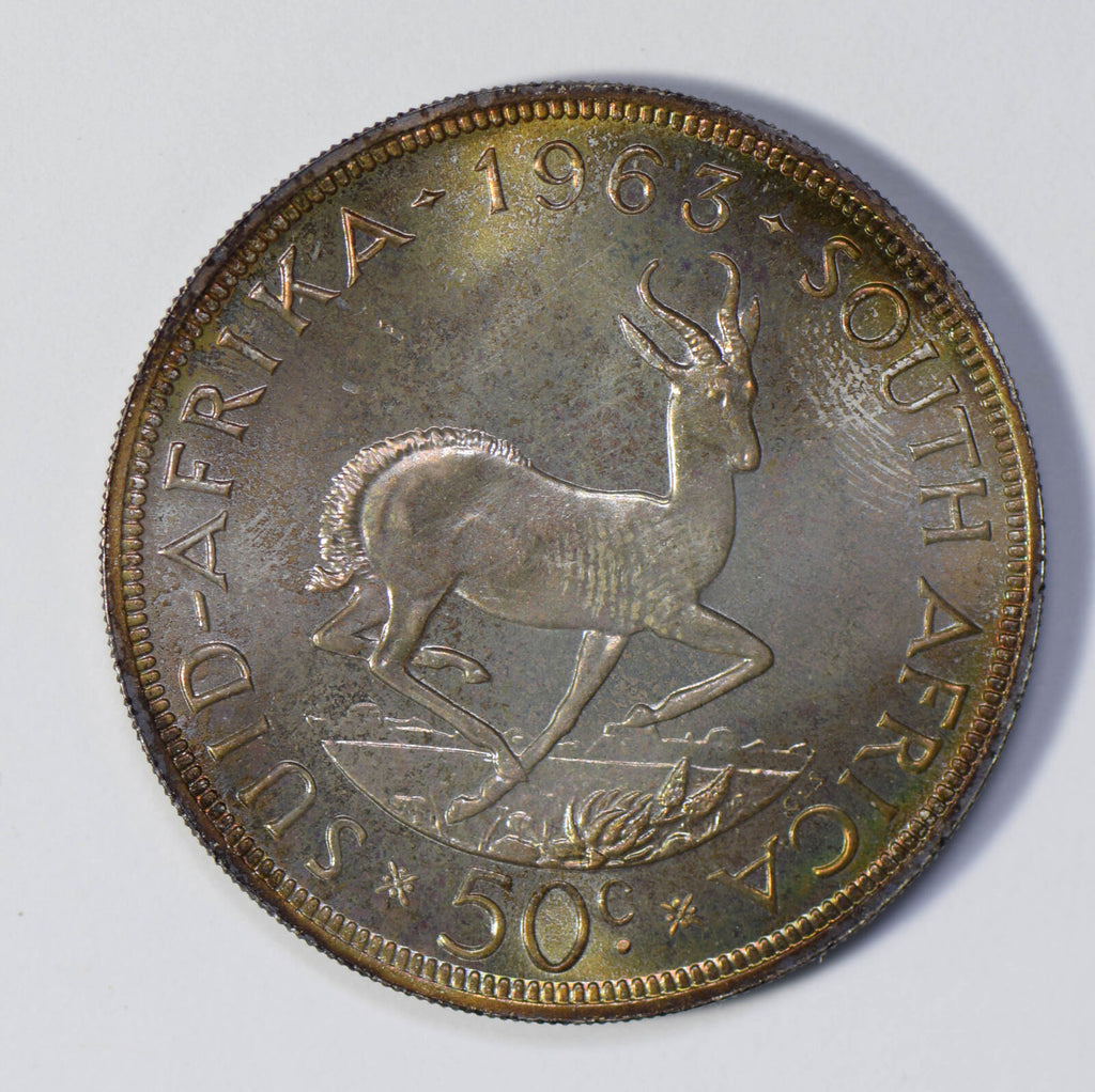 South Africa 1963 50 Cents silver gorgeous toning S0196 combine shipping