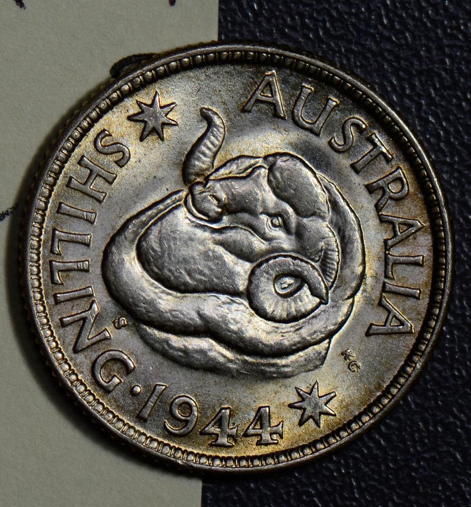 Australia 1944 S Shilling silver snake animal UNC  AU0057 combine shipping