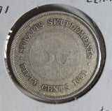 Straits Settlements 1891 50 Cents silver  S0278 combine shipping