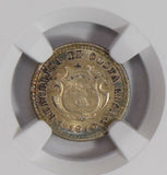 Costa Rica 1910 5 Centimos silver NGC AU toned lustrous NG0724 combine shipping