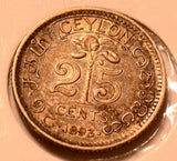 C0054 Ceylon 1893  25 Cents   combine shipping