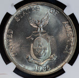 NG0584 Philippines 1936 M Peso silver NGC MS64 Murphy-Quezon rare in this grade!