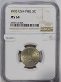 Philippines 1903 5 Centavos NGC MS64 NG0842 combine shipping
