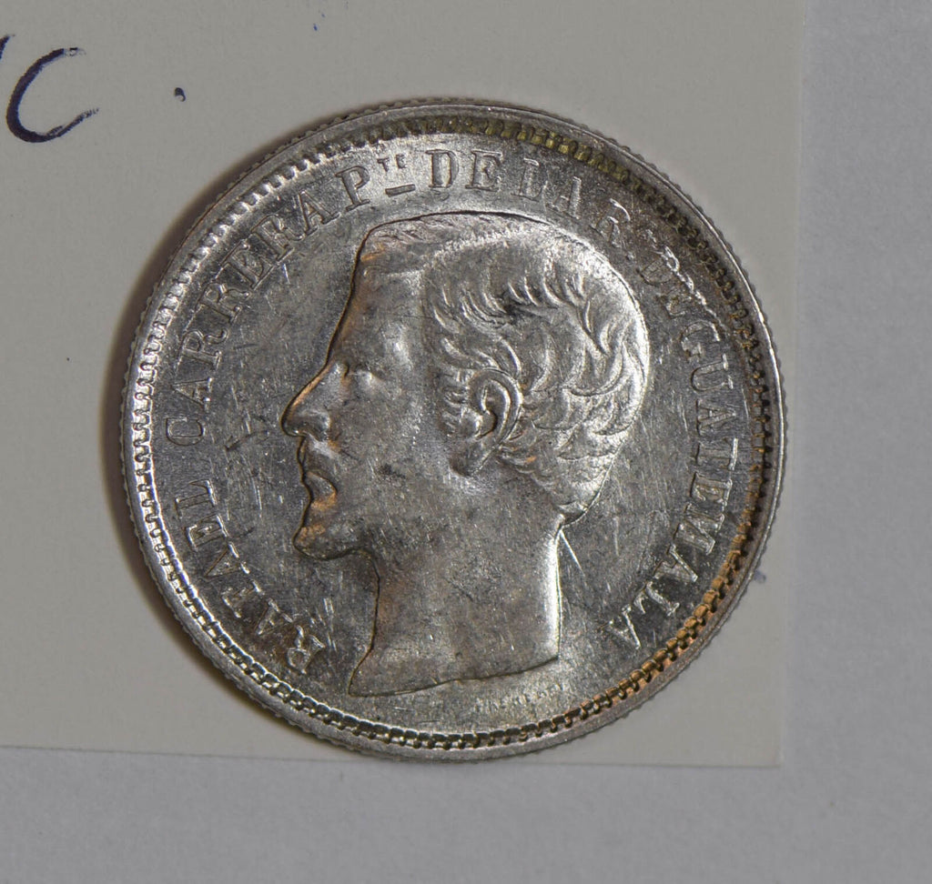 Guatemala 1864 R Real silver UNC G0065 combine shipping