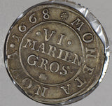 German States 1668 hannover 6 Mariengroschen silver rare this grade GE0112 combi