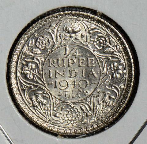 British India 1940 1/4 Rupee silver  I0224 combine shipping