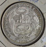 Peru 1934 Sol silver lustrous P0264 combine shipping