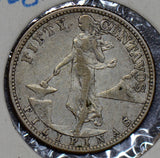 Philippines 1908 S 50 Centavos silver  190347 combine shipping