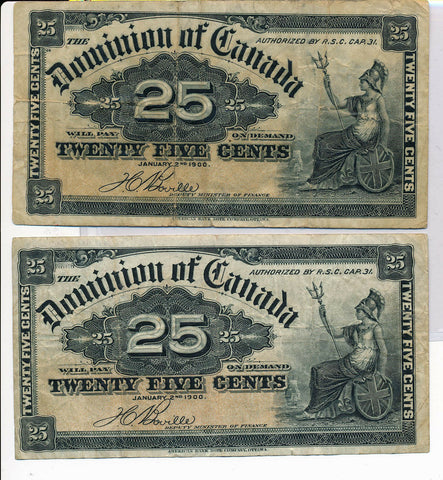 RC0147 Canada 1900 25 Cents dominion a group of 2 combine shipping