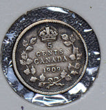 Canada 1909 5 Cents silver  190318 combine shipping