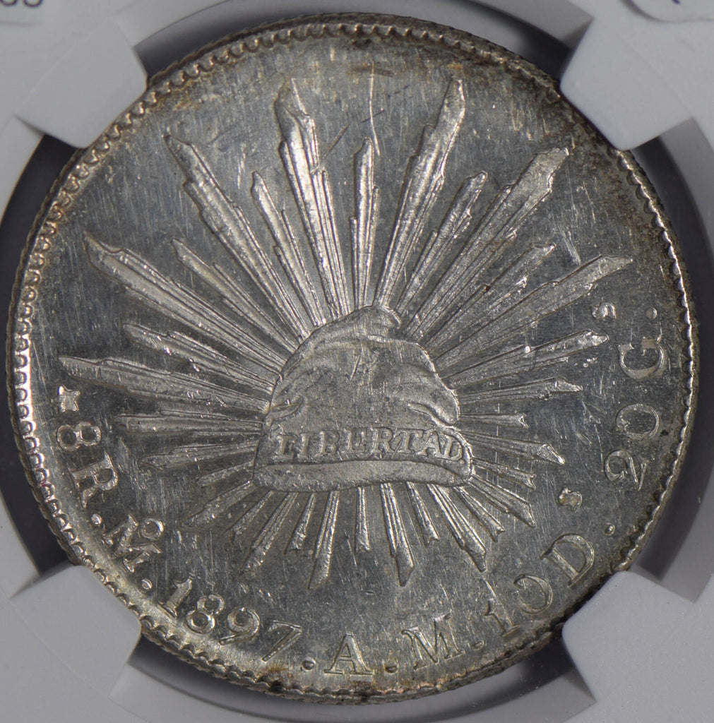 Mexico 1897 MO AM 8 Reales silver NGC UNC NG0665 combine shipping