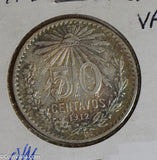 Mexico 1912 50 Centavos silver  M0278 combine shipping