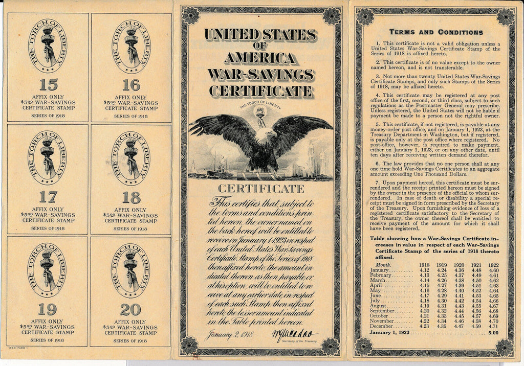 RC0152  1918   war-savings certificate combine shipping