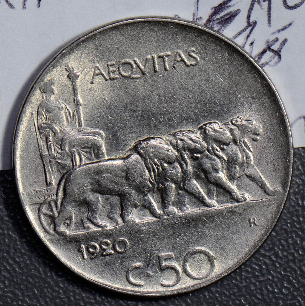 Italy 1920 50 Centesimi silver  I0298 combine shipping