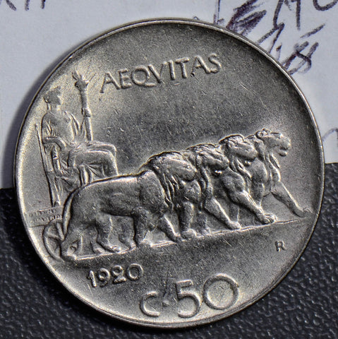 Italy 1920 50 Centesimi silver  I0298 combine shipping