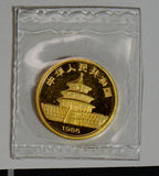 China 1986 5 Yuan gold mint sealed BU 1/20 oz panda GL0065 combine shipping