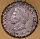 C0188 Colombia 1892  50 Centavos  combine shipping