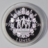 Switzerland 1991 Unze woman silver PROOF 700 years of confederation S0192 combin