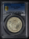 PC0140 Mexico 1945 M Peso silver cap and rays PCGS MS65+