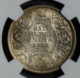 British India 1936 C 1/2 Rupee silver NGC MS64 calcutta  NG0403 combine shipping