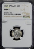 Canada 1939 10 Cents silver NGC MS63 NG0545 combine shipping