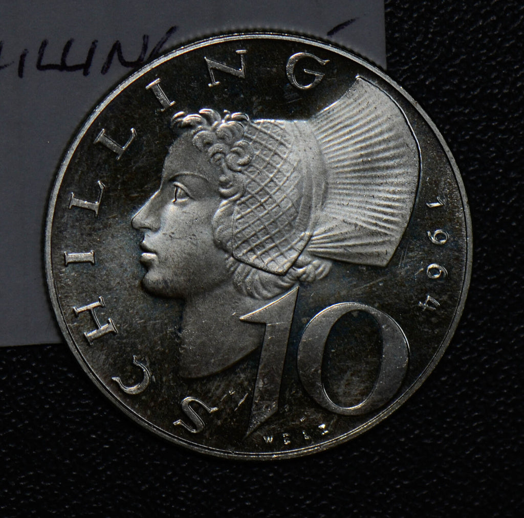 Austria 1964 10 Shillings silver UNC 190516 combine shipping
