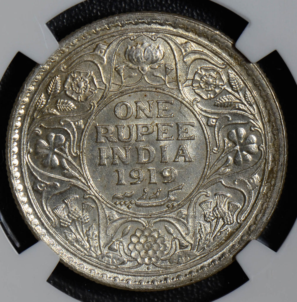 British India 1919 B Rupee silver NGC MS63 bombay mint NG0373 combine shipping