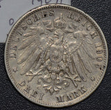 Germany 1909 F 3 Mark silver  190518 combine shipping