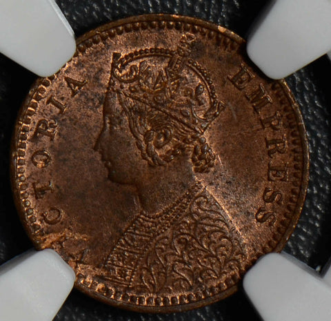 British India 1897 C 1/12 Anna NGC MS62RB calcutta mint NG0407 combine shipping