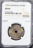 Southern Rhodesia 1934 Penny NGC MS66 blasting luster NG0554 combine shipping